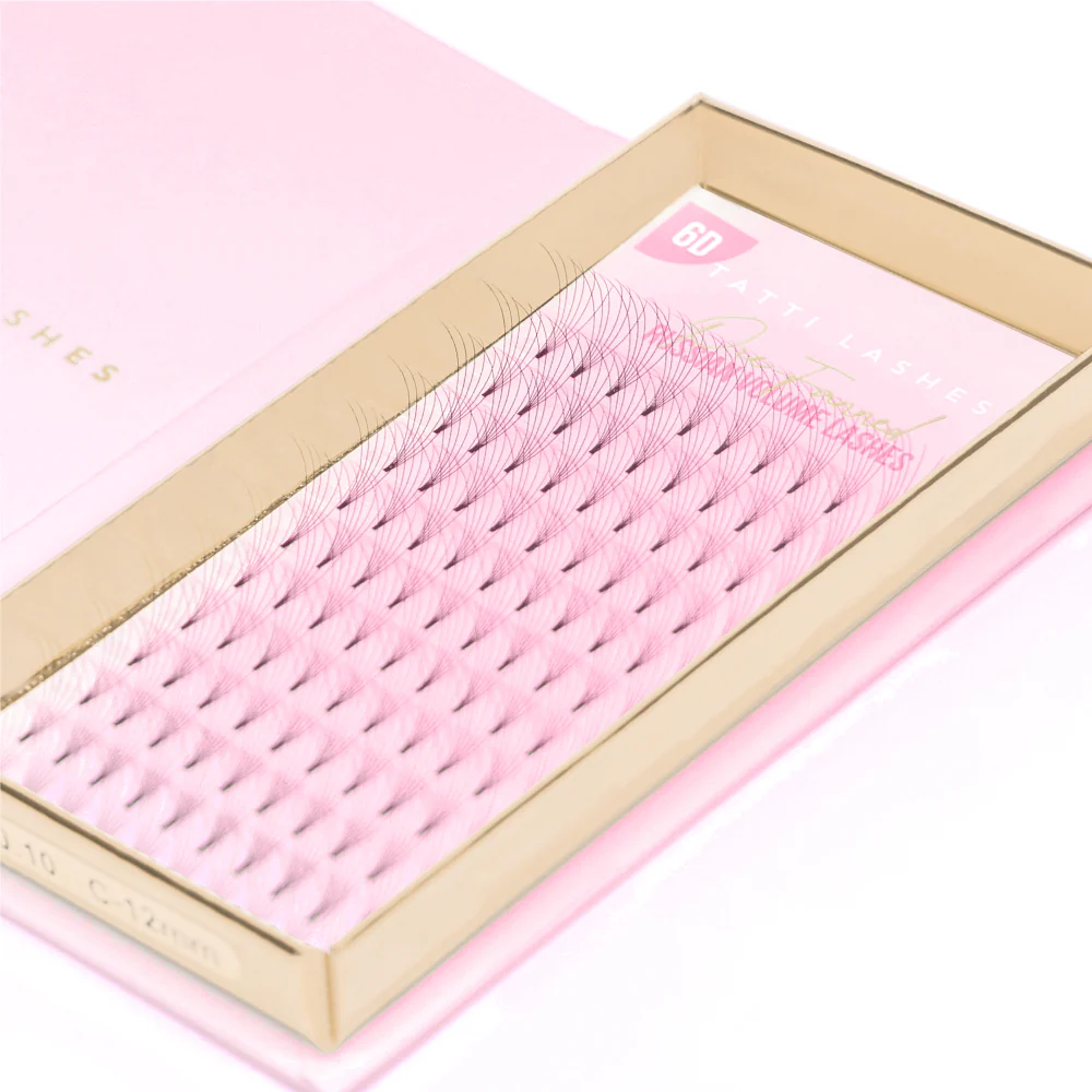 Tatti Lashes 12mm D Curl Pre-Fanned Russian Volume 6D Individual Lashes Black