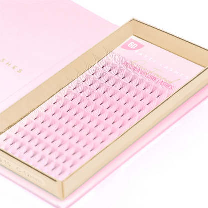 Tatti Lashes 12mm D Curl Pre-Fanned Russian Volume 6D Individual Lashes Black