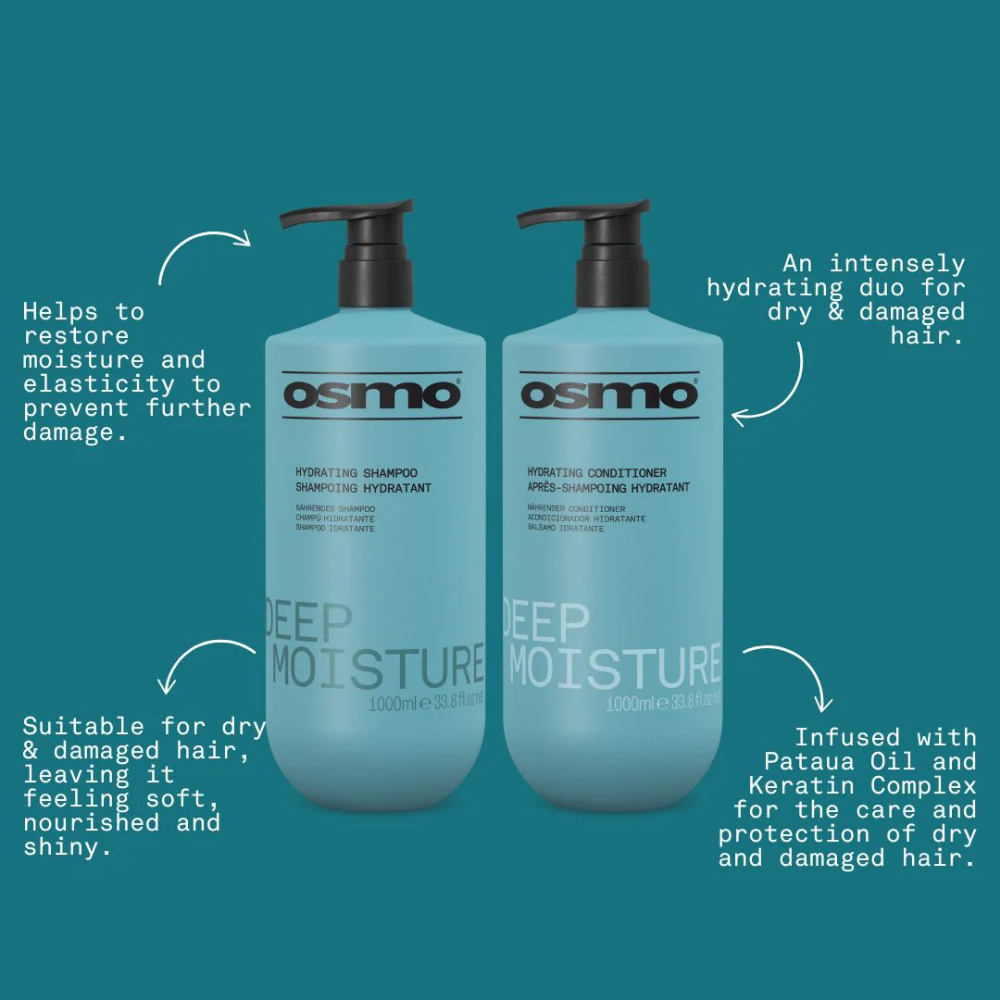 Osmo Deep Moisture Hydrating Shampoo & Conditioner Twin 2 x 1000ml