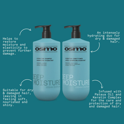 Osmo Deep Moisture Hydrating Shampoo & Conditioner Twin 2 x 1000ml
