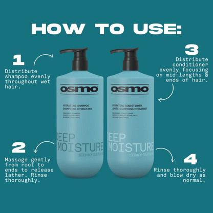 Osmo Deep Moisture Hydrating Shampoo & Conditioner Twin 2 x 1000ml
