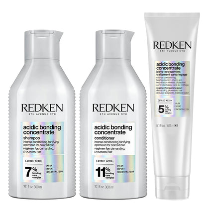 Redken Acidic Bonding Concentrate Shampoo 300ml, Conditioner 300ml & Treatment 150ml Trio