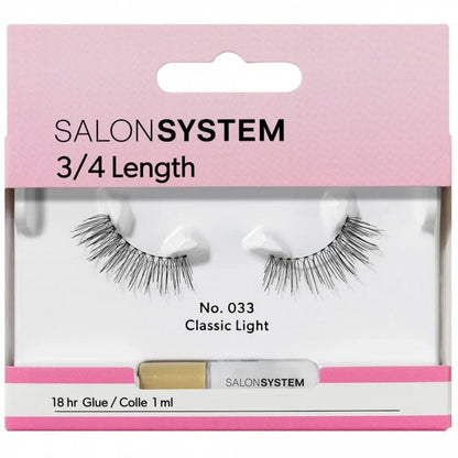 Salon System 3/4 Length Classic Light Strip Lashes Black 033