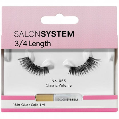 Salon System 3/4 Length Classic Volume Strip Lashes Black 055