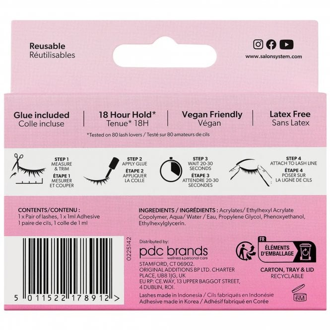 Salon System 3/4 Length Wispy Volume Strip Lashes Black 011