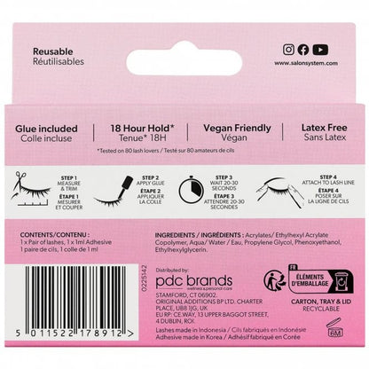 Salon System 3/4 Length Wispy Volume Strip Lashes Black 011