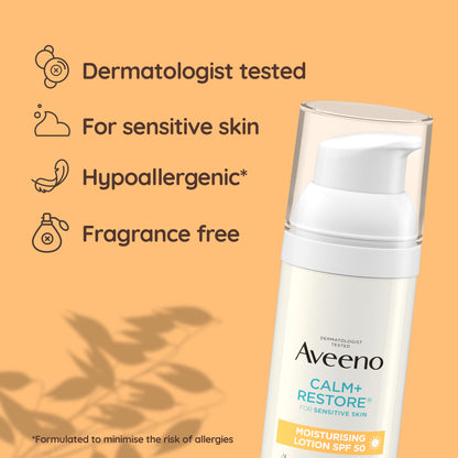Aveeno Face Calm+ Restore Moisturising Lotion SPF50 50ml