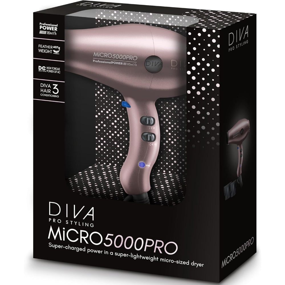 Diva Pro Micro 5000 Pro Hair Dryer Pink