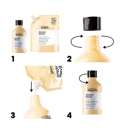L'Oreal Professionnel Serie Expert Absolut Repair Protein + Gold Quinoa Instant Resurfacing Shampoo Refill Pouch 1500ml