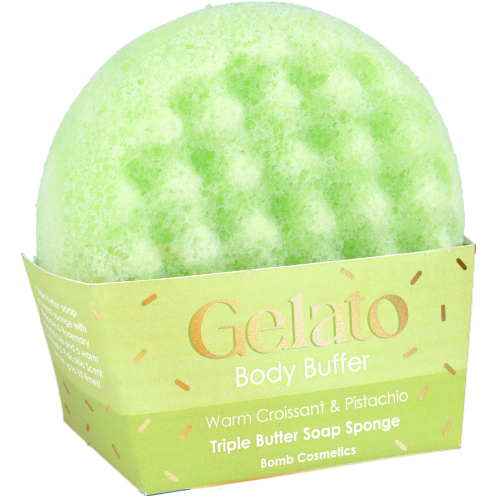 Bomb Cosmetics Warm Croissant & Pistachio Triple Butter Gelato Body Buffer Shower Sponge