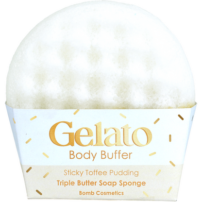 Bomb Cosmetics Sticky Toffee Pudding Triple Butter Gelato Body Buffer Shower Sponge