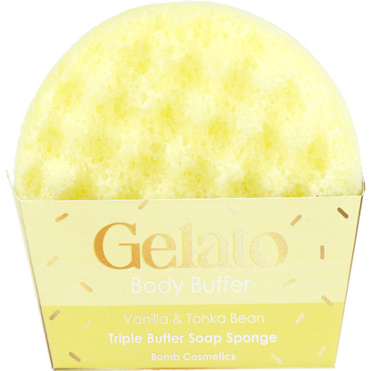 Bomb Cosmetics Vanilla & Tonka Bean Triple Butter Gelato Body Buffer Shower Sponge