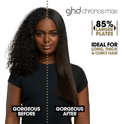ghd Chronos Max Wide Plate Hair Straightener, 3x Faster Styling with 90% More Shine White