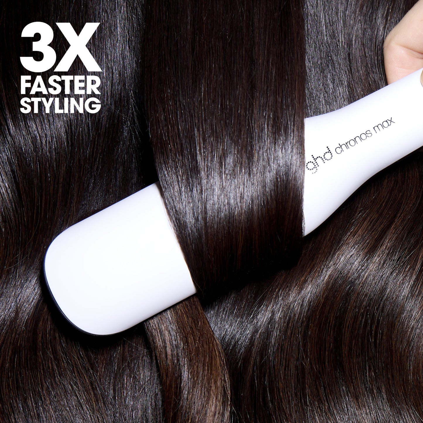 ghd Chronos Max Wide Plate Hair Straightener, 3x Faster Styling with 90% More Shine White
