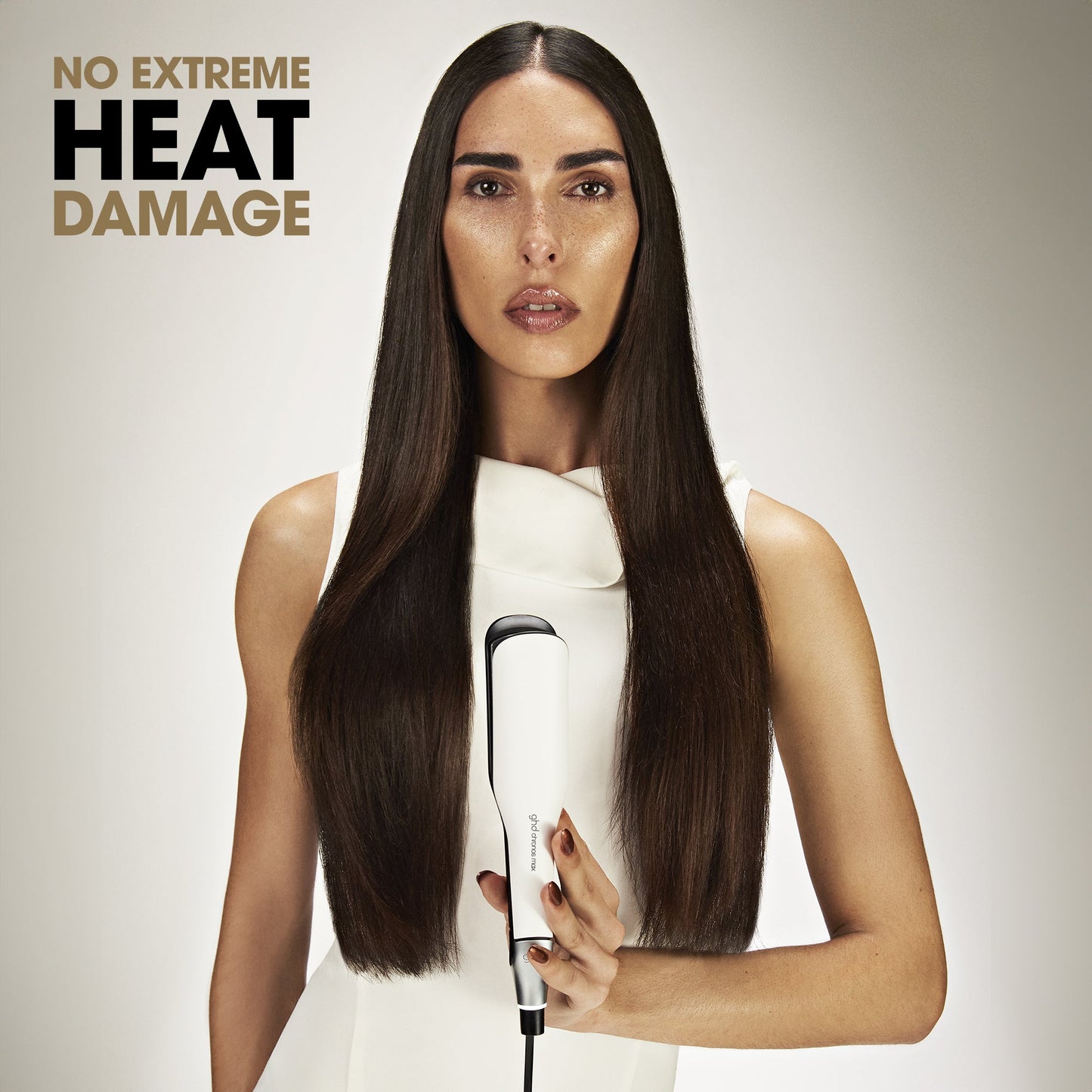 ghd Chronos Max Wide Plate Hair Straightener, 3x Faster Styling with 90% More Shine White