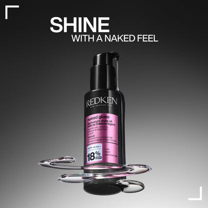 Redken Acidic Colour Gloss Shampoo 300ml, Conditioner 300ml & Naked Gloss Lightweight Hair Oil 100ml Trio