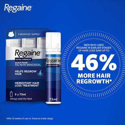 Regaine For Men 5% Extra Strength Regrowth Foam 3 Month Supply