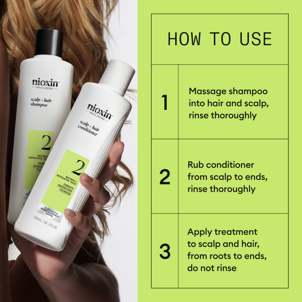 Nioxin System 2 Shampoo & Conditioner Twin for Natural Hair with Progressed Thinning 2 x 300ml