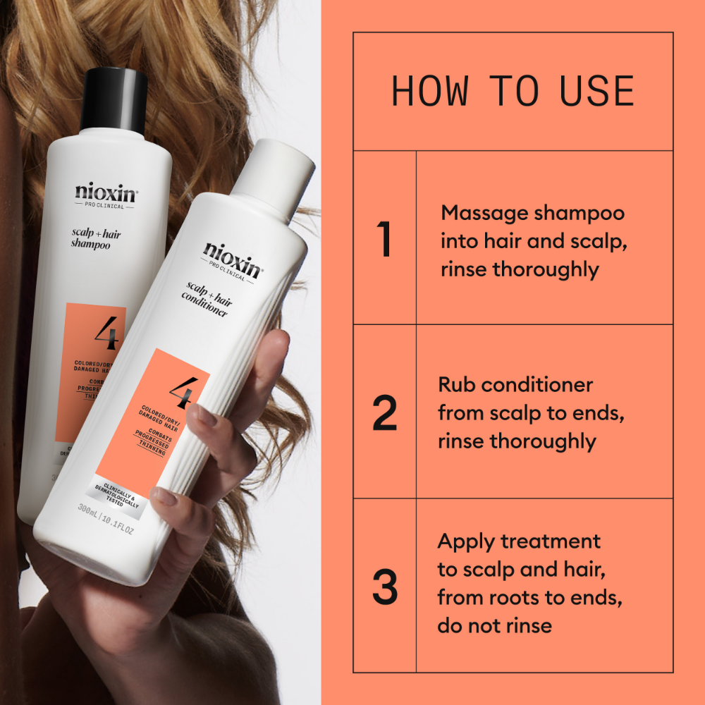 Nioxin System 4 Shampoo & Conditioner Twin for Coloured Treated Hair with Progressed Thinning 2 x 300ml