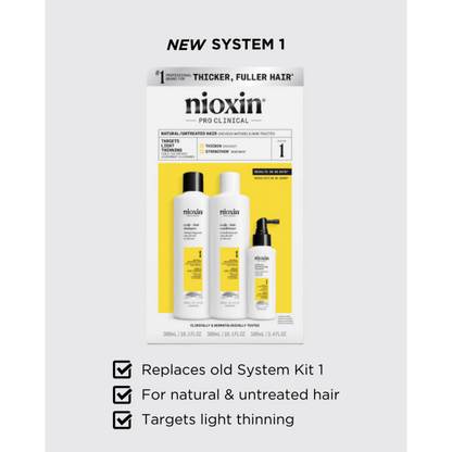 Nioxin System 1 Hair Starter Kit for Natural Hair with Light Thinning