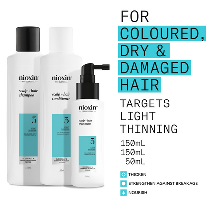 Nioxin System 3 Hair Starter Kit for Coloured Hair with Light Thinning