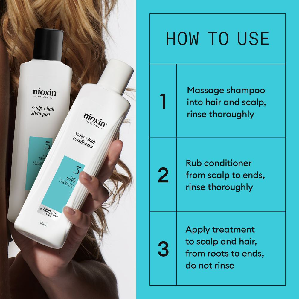 Nioxin System 3 Hair Starter Kit for Coloured Hair with Light Thinning