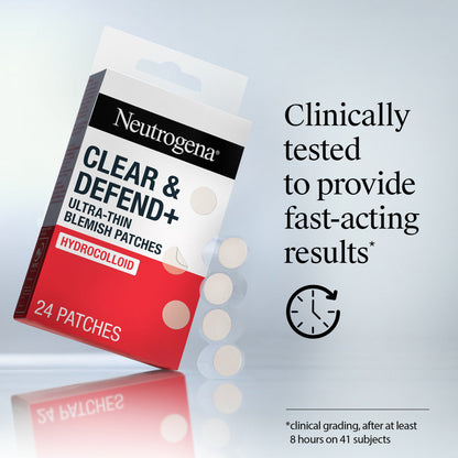 Neutrogena Clear & Defend+ Ultra-Thin Hydrocolloid Blemish Patches x24