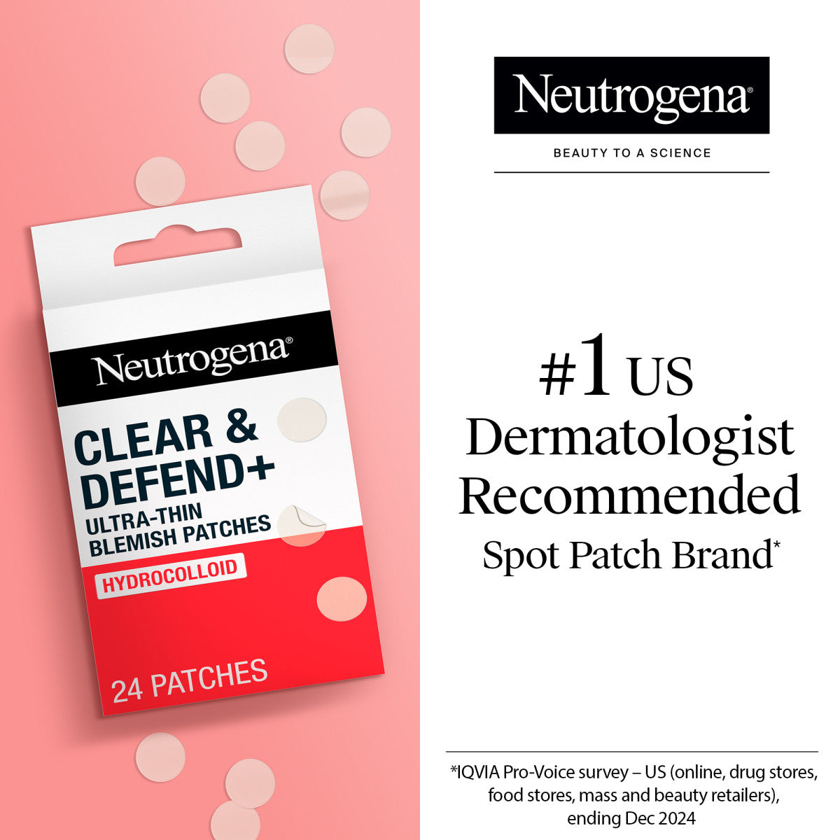 Neutrogena Clear & Defend+ Ultra-Thin Hydrocolloid Blemish Patches x24