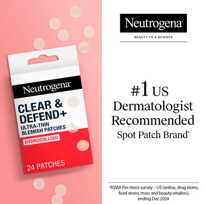 Neutrogena Clear & Defend+ Ultra-Thin Hydrocolloid Blemish Patches x24