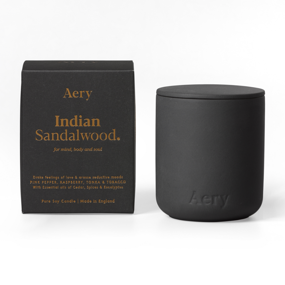 Aery Indian Sandalwood Scented Clay Jar Candle 280g