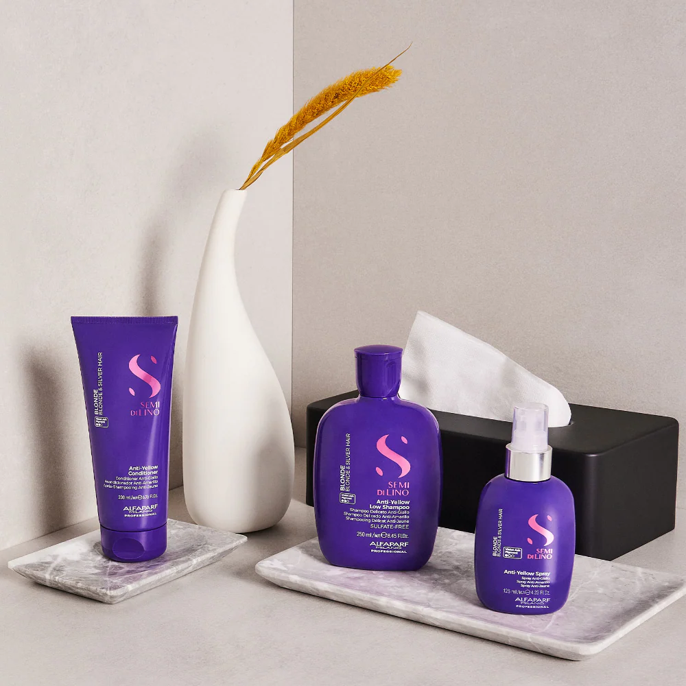 Alfaparf Milano Semi Di Lino Blonde Anti-Yellow Low Shampoo 250ml & Conditioner 200ml Twin