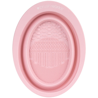 Brushworks Pink Silicone Makeup Brush Cleaning Bowl