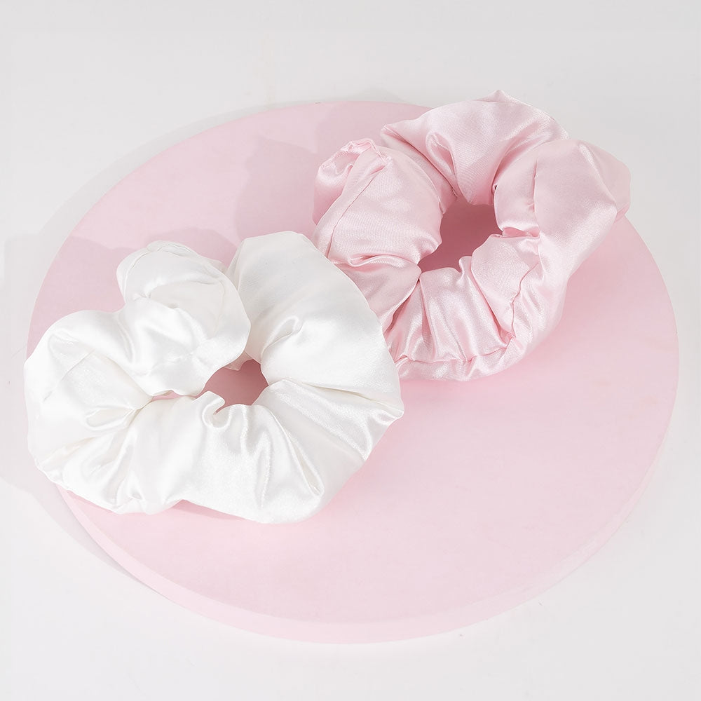 Brushworks Large Cloud Scrunchies Pink & White Pack of 2