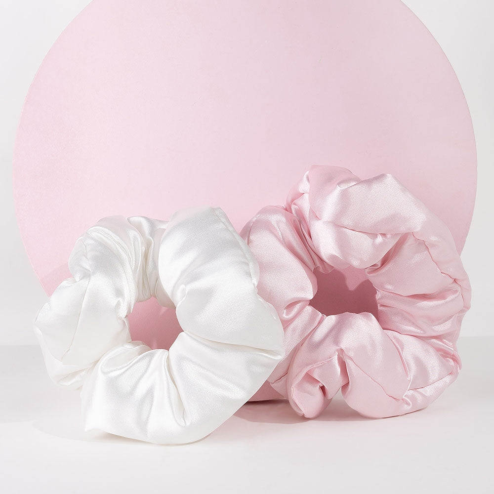 Brushworks Large Cloud Scrunchies Pink & White Pack of 2