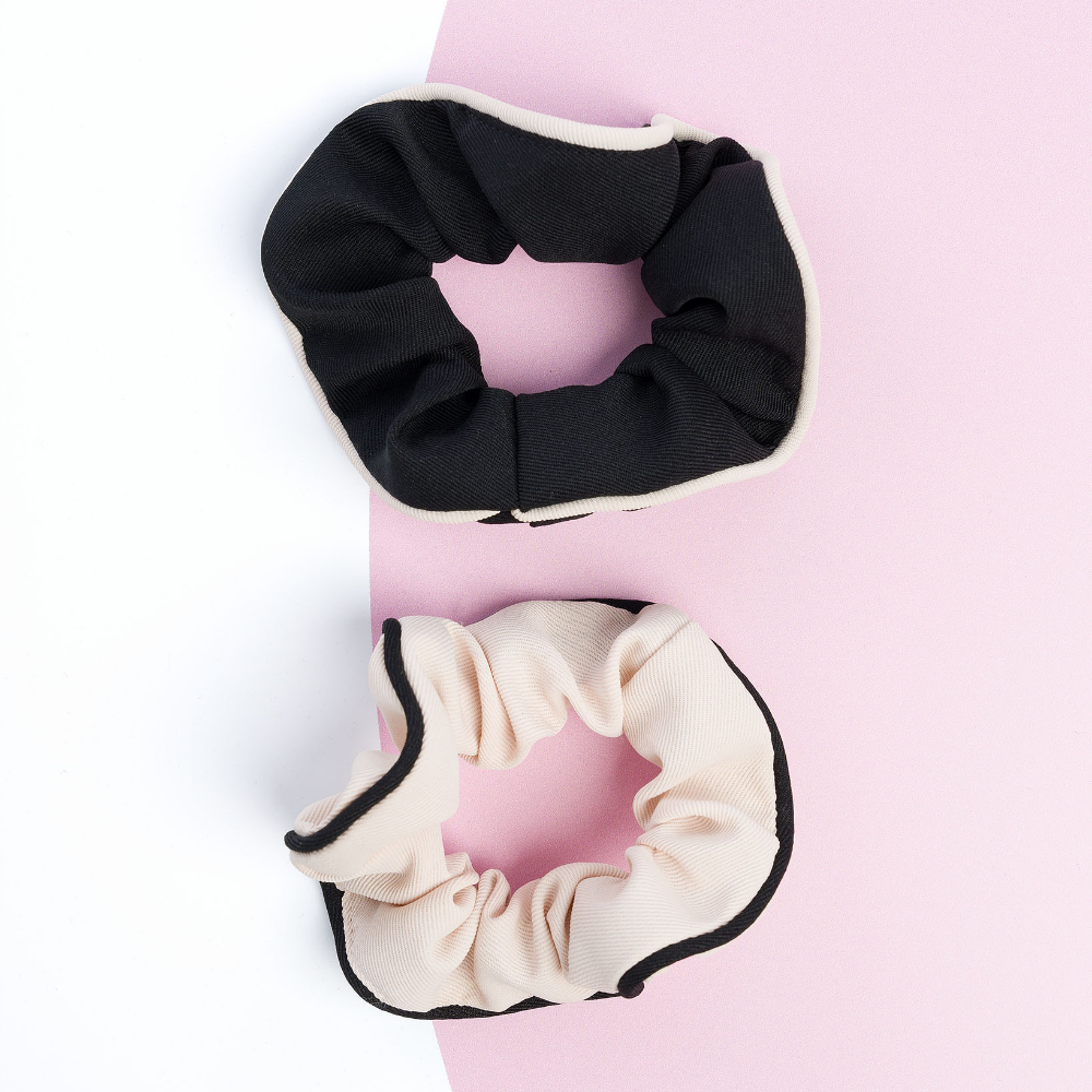 Brushworks Black & White Contrast Scrunchies Pack of 2