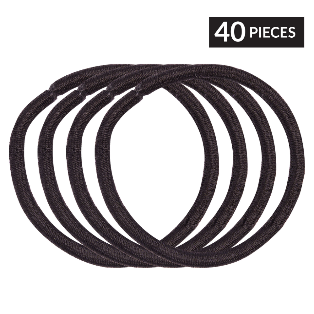 Brushworks Classic Black Hairbands Pack of 40
