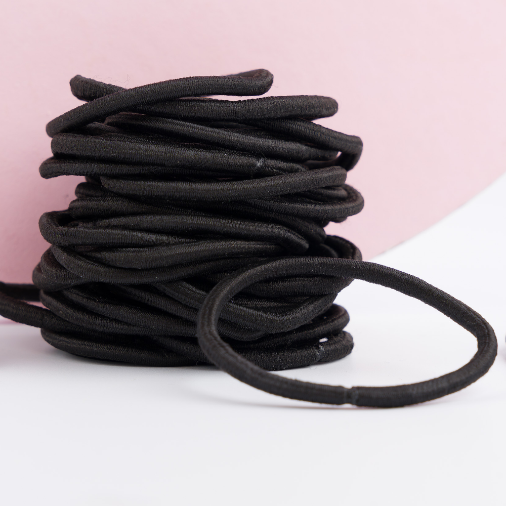 Brushworks Classic Black Hairbands Pack of 40