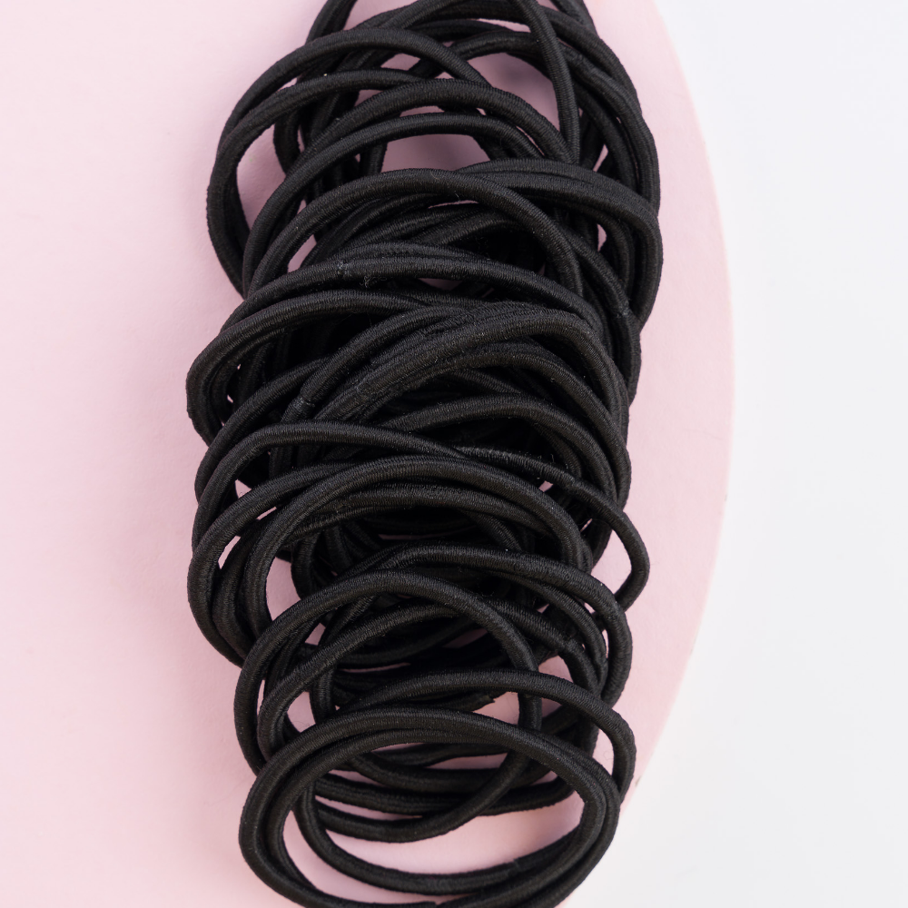 Brushworks Classic Black Hairbands Pack of 40