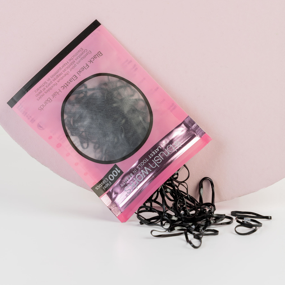 Brushworks Black Flexi Hair Bands x100