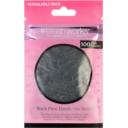 Brushworks Black Flexi Hair Bands x100
