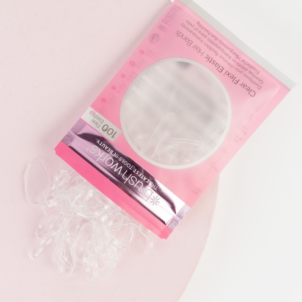 Brushworks Clear Flexi Elastic Hair Bands x100