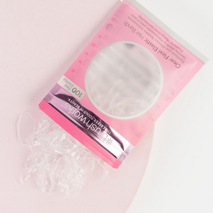 Brushworks Clear Flexi Elastic Hair Bands x100
