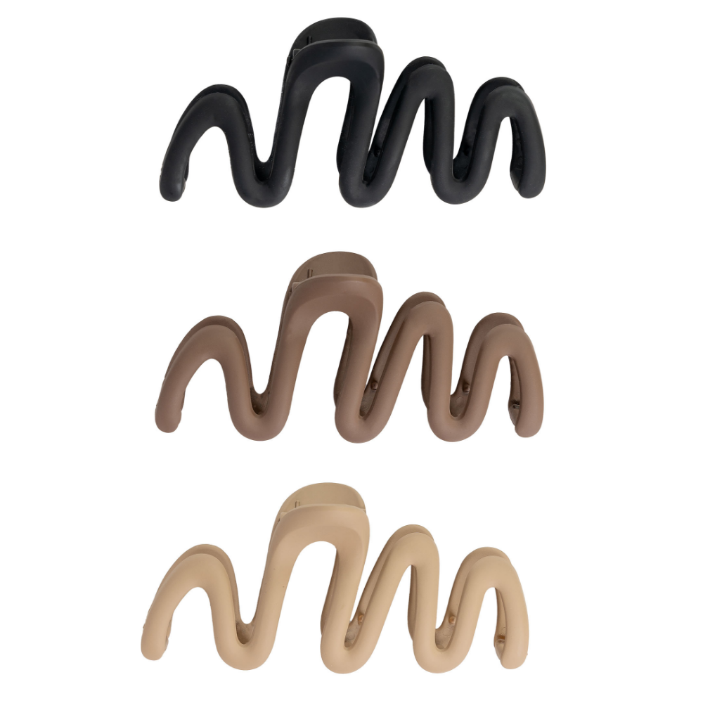 Brushworks Assorted Wave Claw Clips Pack of 3