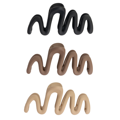 Brushworks Assorted Wave Claw Clips Pack of 3