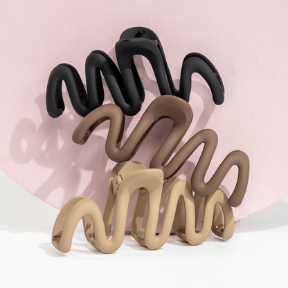 Brushworks Assorted Wave Claw Clips Pack of 3