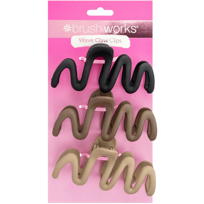 Brushworks Assorted Wave Claw Clips Pack of 3