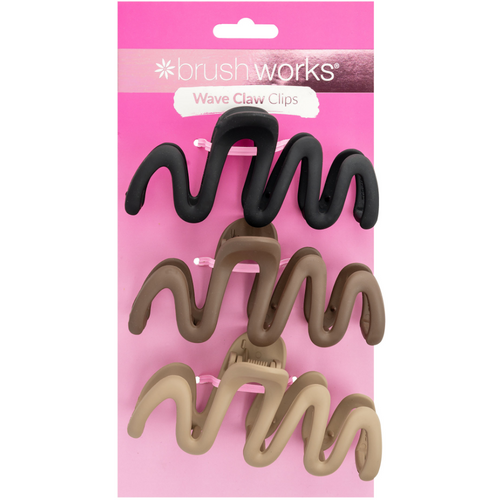 Brushworks Assorted Wave Claw Clips Pack of 3