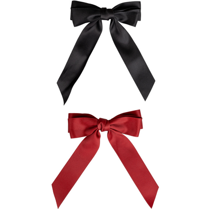 Brushworks Red & Black Satin Hair Bow Duo