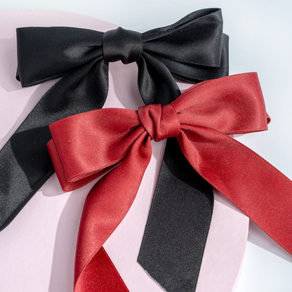 Brushworks Red & Black Satin Hair Bow Duo