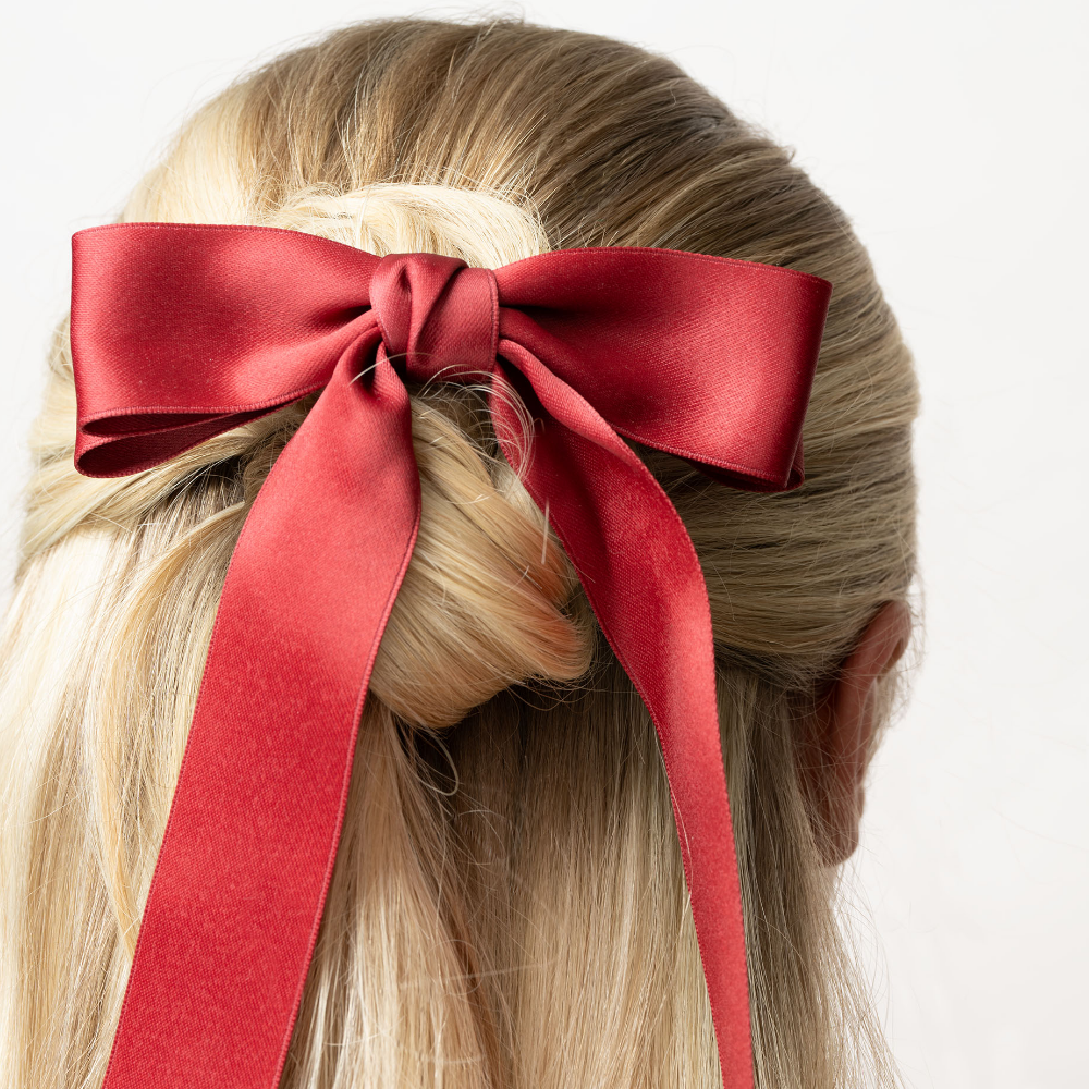Brushworks Red & Black Satin Hair Bow Duo